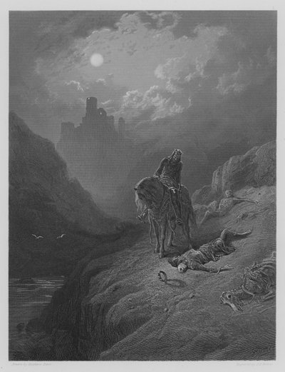 Koning Arthur ontdekt de skeletten van de broers door Gustave after Dore